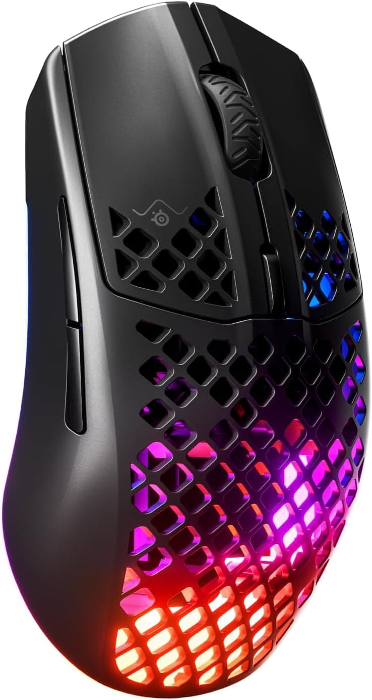 SteelSeries Aerox 3 Wireless - Super Light Gaming Mouse - 18,000 CPI TrueMove Air Optical Sensor - Ultra-Lightweight 68g Water Resistant Design - 200 Hour Battery Life – Onyx (Renewed)