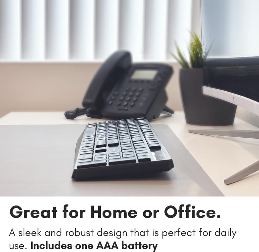 Macally Wireless Keyboard | 2.4 Computer Key Board | Full Size and Wireless (Quiet Keys) All Day Comfortable Typing with Wireless USB for Laptop, Desktop PC, Surface, Chromebook, Notebook
