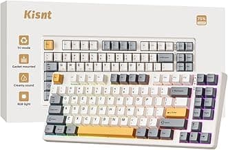 Wireless Mechanical Keyboard,Gasket Mounted with Creamy Sound,Bluetooth/2.4GHz/USB-C,Custom Hot Swappable,RGB Backlit,75% Compact Layout for Gaming/Typing/Win/Mac/PC (Retro Beige,Linear Switch)