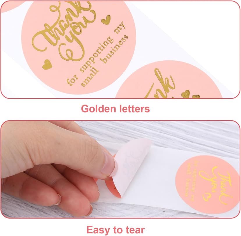 600 Pcs Thank You Cards Small Business, Thank You for Supporting My Small Business Stickers, Stickers for Your Order Retail Store Packaging Essentials Pink