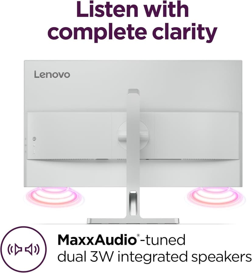 Lenovo L27q-4A Monitor, 27" IPS QHD Resolution, Flat, 4 Side Borderless, 2X HDMI 2.0, DP 1.4, Audio Out, 100Hz, HDR10, 1ms MPRT, 99% sRGB, 350nits, Speakers, 100mm
