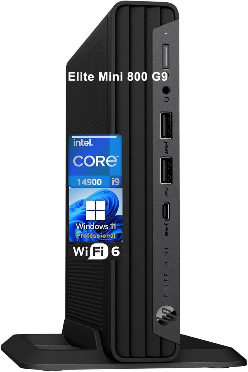 HP Elite Mini 800 G9 MFF Business Desktop Computer, 14th Gen Intel 24-Core i9-14900 up to 5.8GHz, 64GB DDR5 RAM, 4TB PCIe SSD, WiFi 6, RJ-45, DisplayPort, Type-C, HDMI, Windows 11 Pro, Vent-Hear