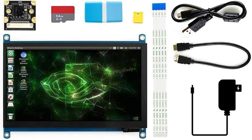 Jetson Nano Developer Accessories Kit for Small Powerful Computer AI Development Board with 7 inch IPS Touch HDMI Screen LCD Display Micro Card 64GB Camera Module @XYGStudy (AcceC)