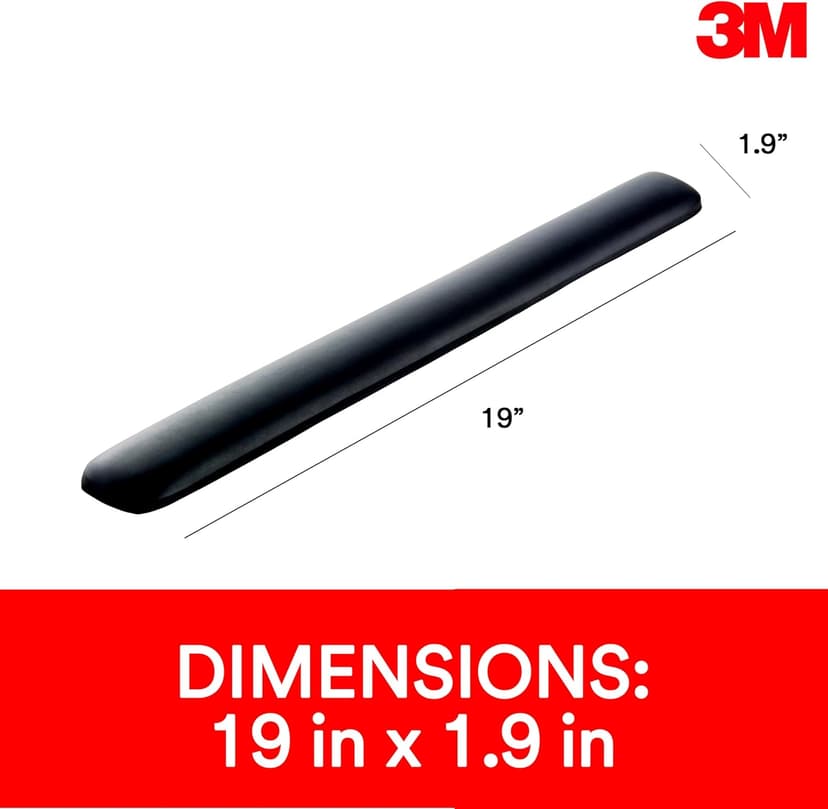 3M Gel Wrist Rest for Keyboards, Soothing 3M Gel Technology and Satin Smooth Cover for All Day Comfort and Support, Durable and Easy to Clean, 19", Black (WR85B)