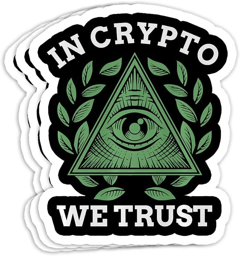 in Crypto We Trust Bitcoin Trading & Mining Gift Decorations - 4x3 Vinyl Stickers, Laptop Decal, Water Bottle Sticker (Set of 3)