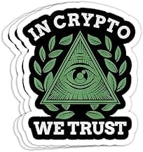 in Crypto We Trust Bitcoin Trading & Mining Gift Decorations - 4x3 Vinyl Stickers, Laptop Decal, Water Bottle Sticker (Set of 3)