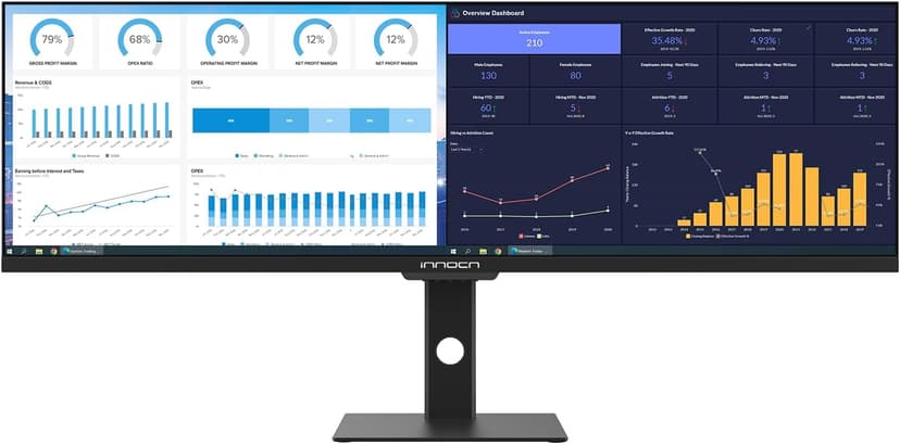 INNOCN Ultrawide Monitor 43.8" WFHD 3840 x 1080p 120Hz 32:9 IPS Computer Split Screen 96% DCI-P3 HDR400 FreeSync Premium USB Type-C HDMI Height Adjustable Mountable - 44C1G