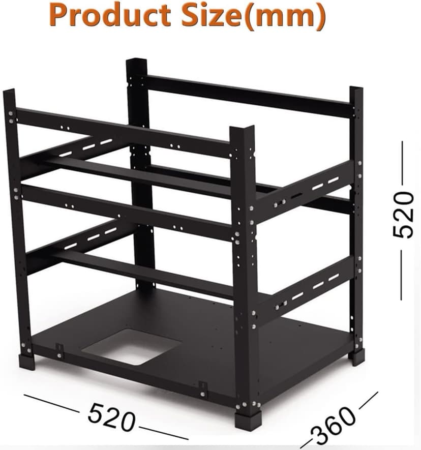 Mining Rig Frame for 12GPU, Steel Open Air Miner Mining Frame Rig Case, Support to Dual Power Supply for Crypto Coin Currency Bitcoin ETH ETC ZEC Mining Tools - Frame Only, Fans & GPU is not Included