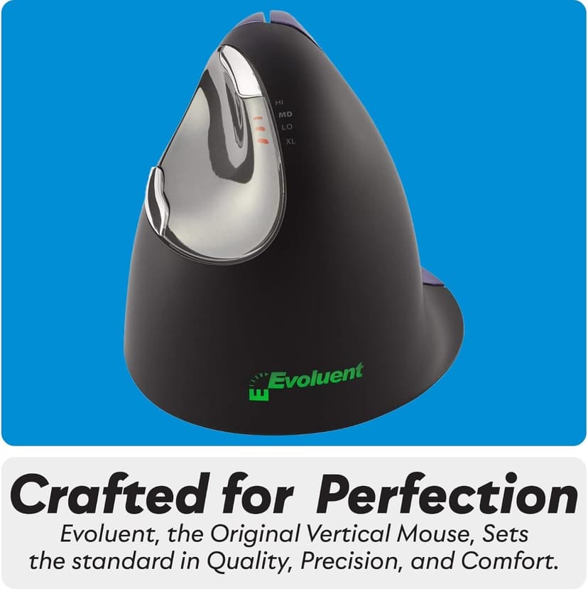 Evoluent VM4S Vertical Mouse 4 Small for Right Hand – Ergonomic Mouse Wired USB, Helps Reduce Carpal Tunnel, Adjustable Speed & Programmable Buttons, Vertical Ergonomic Wired Mouse, Gaming/Office Use