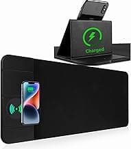 Wireless Charging Mouse Pad with Phone Holder Gaming Mousepad Desk Mat 15W Qi Fast Charging Pad Ultra-Smooth Surface Non-Slip Extended Premium Black Computer Keyboard Mat for MacBook PC Laptop