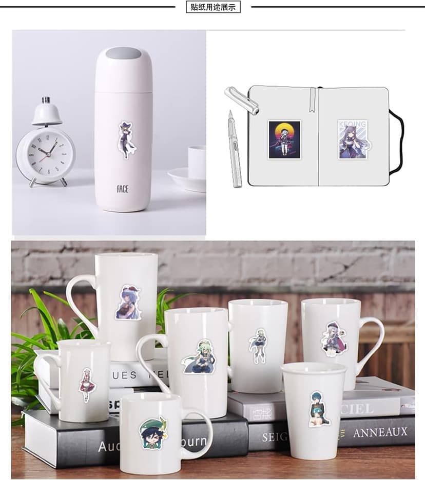 100Packs Genshin Impact Merch Stickers for Adults，Waterproof for Decals，Laptop Hydro Flask Water Bottle Car Cup Computer Guitar Skateboard Luggage Bike Bumper，Kids/Teens Genshin Impact Gift Card