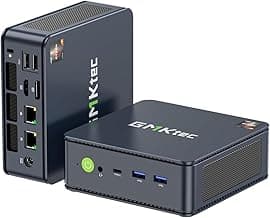GMKtec Mini PC AMD Ryzen 7 5825U (Turbo 4.5GHz) Dual NIC 2.5G Gaming Desktop Computers 16GB DDR4 512GB SSD Dual LAN 2.5G/ WiFi 6E, USB3.2, USB-C, BT 5.2, DP, HDMI, Dual Fan