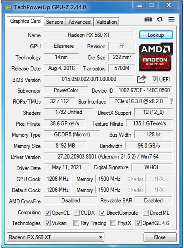QTHREE Radeon RX 560 XT 8GB GDDR5 Graphics Card,1792SP,128 Bits,DVI,HDMI,DP,Gaming Video Card for PC,Computer GPU,PCI Express x16 3.0