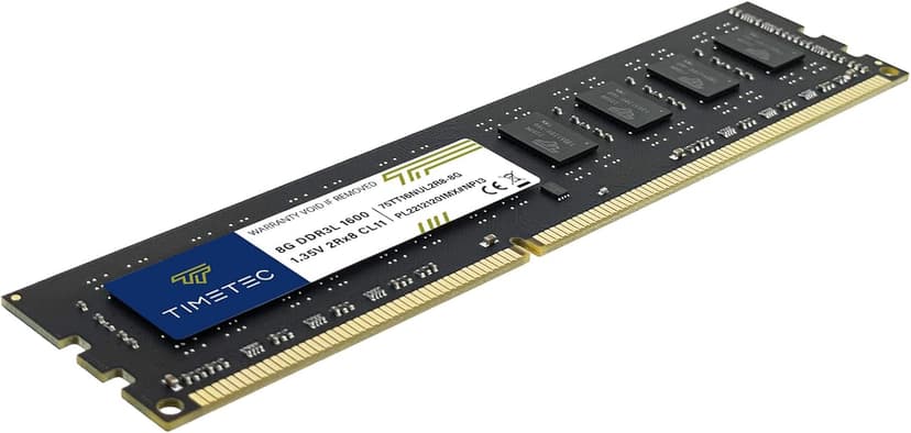 Timetec 8GB DDR3L / DDR3 1600MHz (DDR3L-1600) PC3L-12800 / PC3-12800 (PC3-12800U) Non-ECC Unbuffered 1.35V / 1.5V CL11 2Rx8 Dual Rank 240 Pin UDIMM Desktop PC Computer Memory RAM Module Upgrade (8GB)