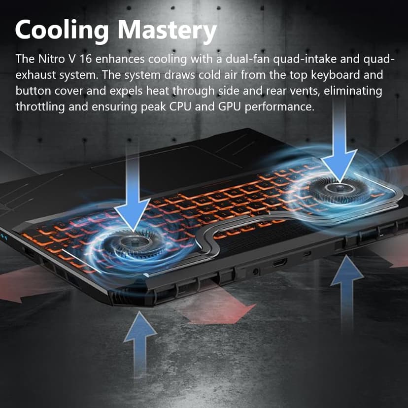 acer Nitro V Gaming Laptop | AMD Ryzen 7 8845HS Octa-Core AI Capable Processor | NVIDIA GeForce RTX 4060 GPU | 16" WUXGA IPS 165Hz Display | 16GB DDR5 | 1TB Gen 4 SSD | Wi-Fi 6E | ANV16-41-R5J0