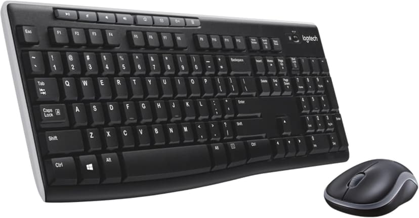 Logitech MK270 Wireless Keyboard and Mouse Combo for Windows, 2.4 GHz, 8 Multimedia Keys, PC, Laptop, Wireless Keyboard Compact Mouse Combo - Black