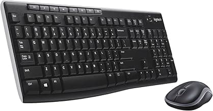 Logitech MK270 Wireless Keyboard and Mouse Combo for Windows, 2.4 GHz, 8 Multimedia Keys, PC, Laptop, Wireless Keyboard Compact Mouse Combo - Black
