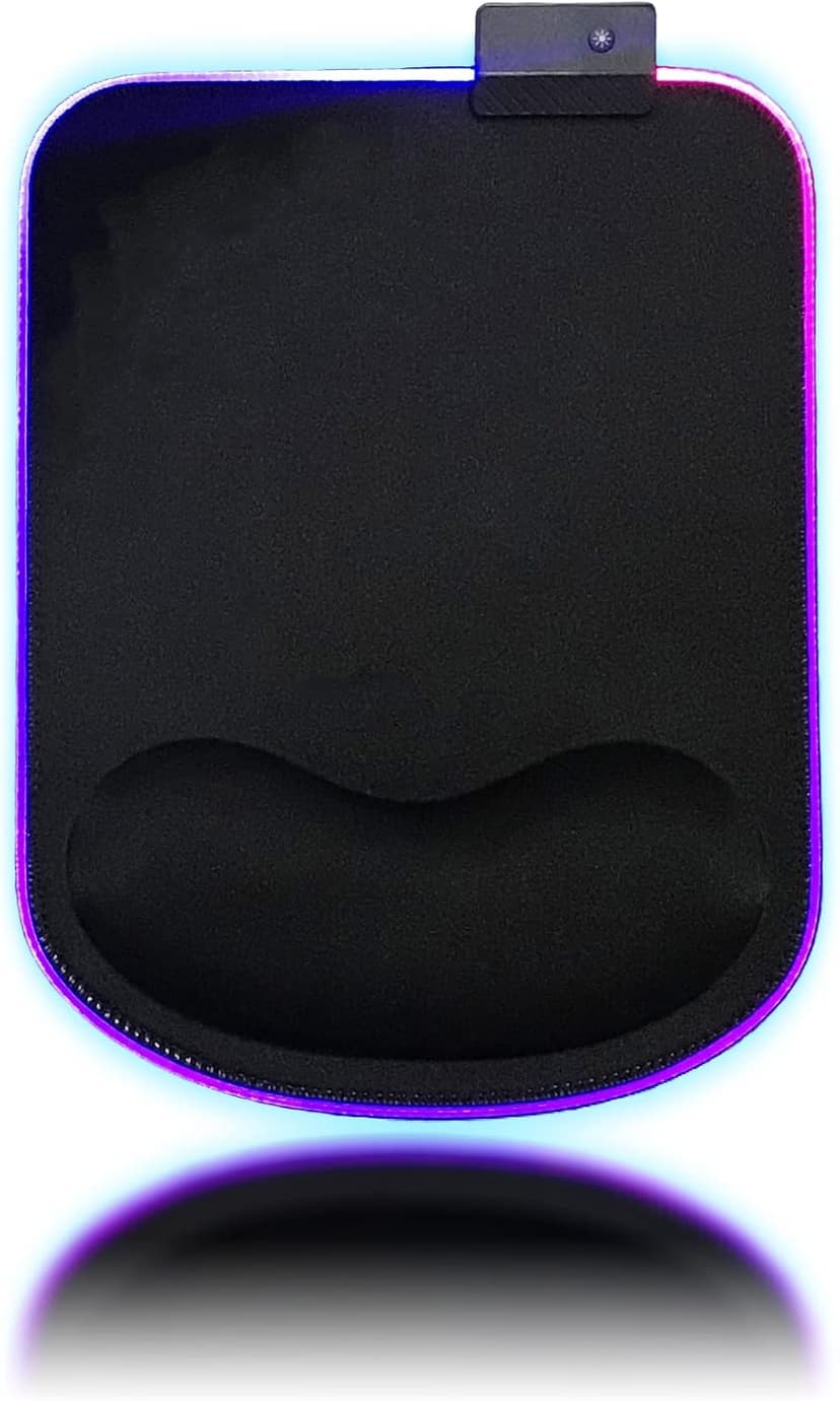 RGB LED Mouse pad with Ergonomic Wrist Rest Support, Non-Slip Kawaii Mouse Pads, 11.8” x 8.5” Gaming Wrist Pads, Pain Relief, and Easy Typing, Gaming, Notebook Computer Work and Game (Black)