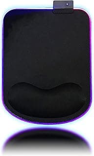 RGB LED Mouse pad with Ergonomic Wrist Rest Support, Non-Slip Kawaii Mouse Pads, 11.8” x 8.5” Gaming Wrist Pads, Pain Relief, and Easy Typing, Gaming, Notebook Computer Work and Game (Black)