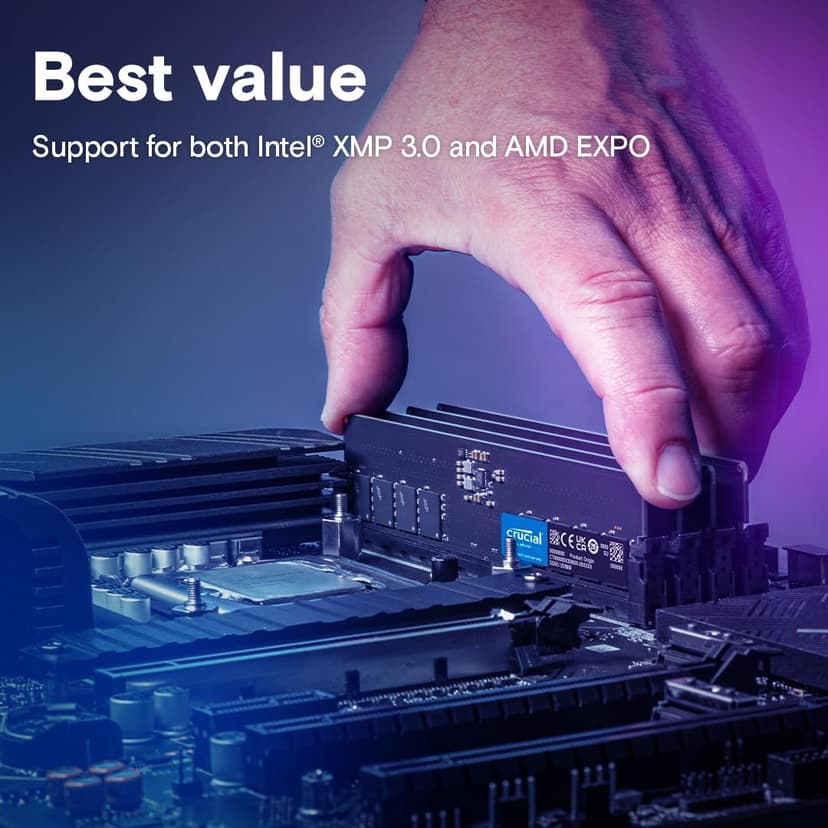 Crucial 64GB DDR5 RAM Kit (2x32GB), 4800MHz CL40 Desktop Memory, UDIMM 288-Pin, Compatible with 13th Gen Intel Core and AMD Ryzen 7000 - CT2K32G48C40U5