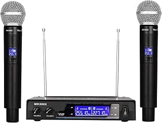 MicrocKing Wireless Microphone System Dynamic Handheld Microphones,150 Ft Operating Range,16 Hours Continuous Use,Ideal for Karaoke, Party, DJ, Church, Wedding, Indoor/Outdoor Activities