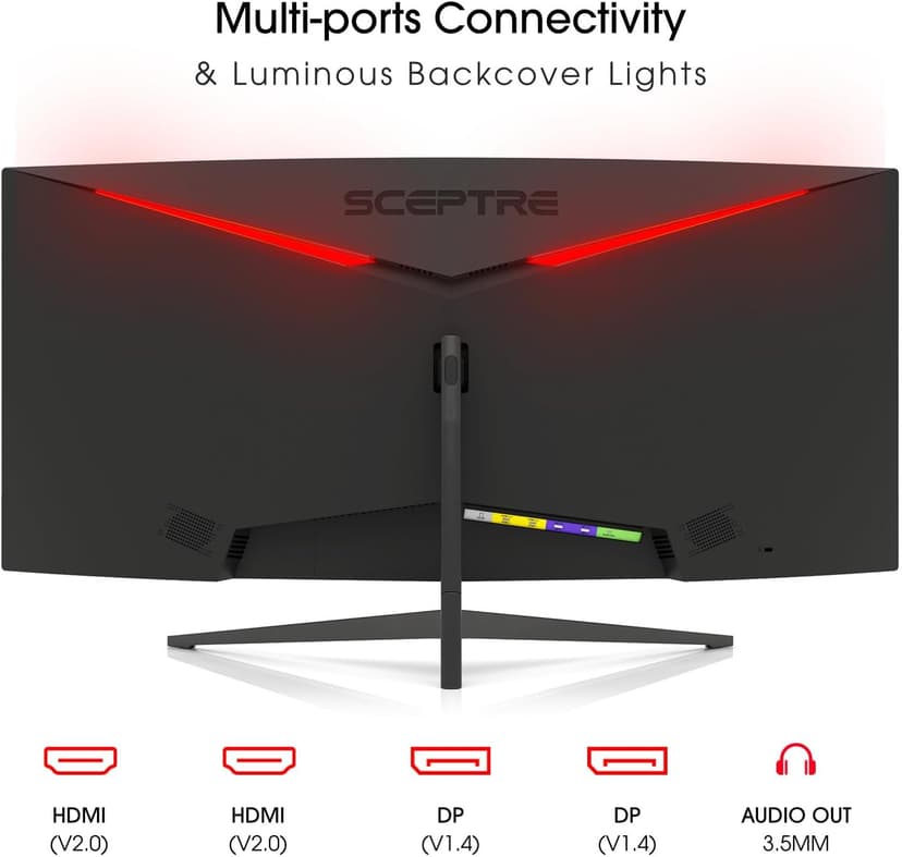Sceptre New Curved 30-inch Gaming Monitor 200+Hz Build-in Speakers 2560 x 1080p HDMI x2 DP x2 2025