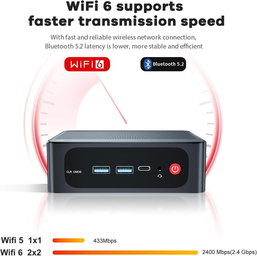Beelink Mini PC AMD Ryzen 5 5500U (up to 4.0GHz, 6C/12T), Mini Computers 16G DDR4 RAM 500GB M.2 2280 NVME SSD, 4K Triple Display/WiFi6/BT5.2/2.5G LAN