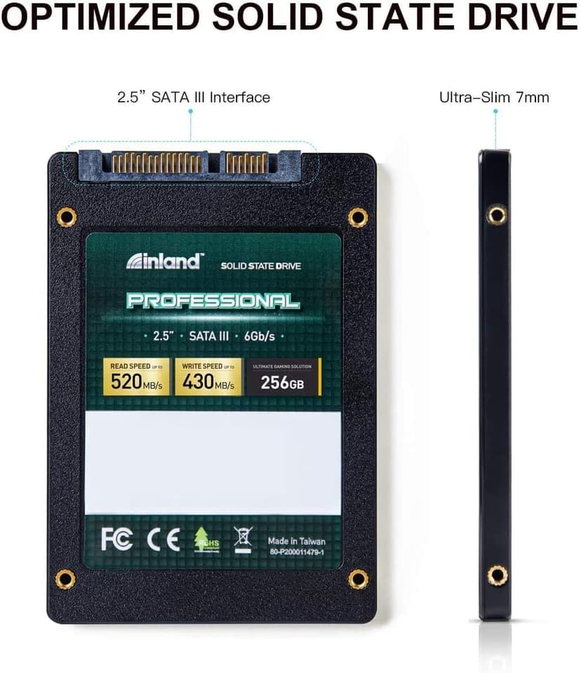 INLAND Professional 3 Pack 256GB SSD SATA III 6Gb/s 2.5" 7mm TLC 3D NAND Internal Solid State Drive (3x256GB)