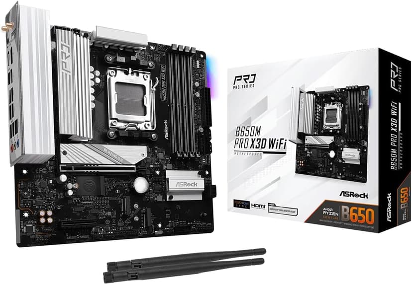 ASRock B650M Pro X3D WiFi AM5 Micro-ATX Motherboard: AMD Ryzen 9000/8000/7000 | DDR5 8000+ | PCIe 5.0 M.2 | WiFi 6E | 2.5G LAN | USB 3.2 Gen2 | BIOS Flashback
