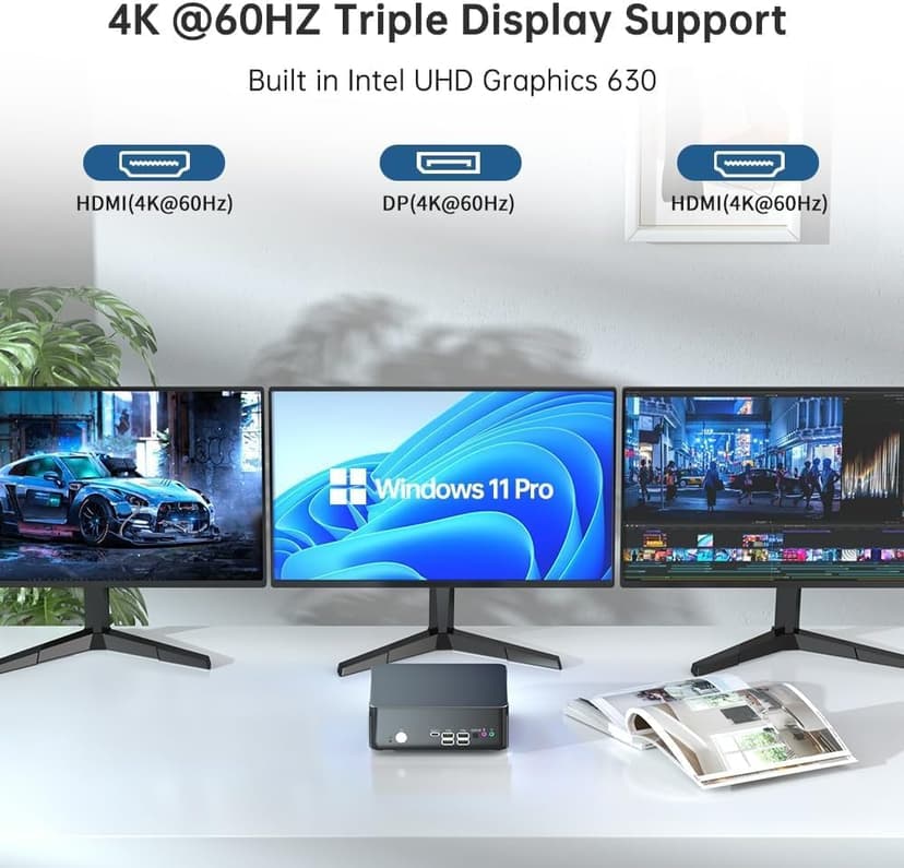 Thdeukoty Mini PC with Core i9-9880H 2.3 up to 4.8GHz, 32G DDR4 1T SSD, Windows 11 Pro Desktop Computer, DP*1, HDMI*2 Support Triple Display, WiFi6E/BT5.3, VESA, Optical, Dual 2.5G LAN