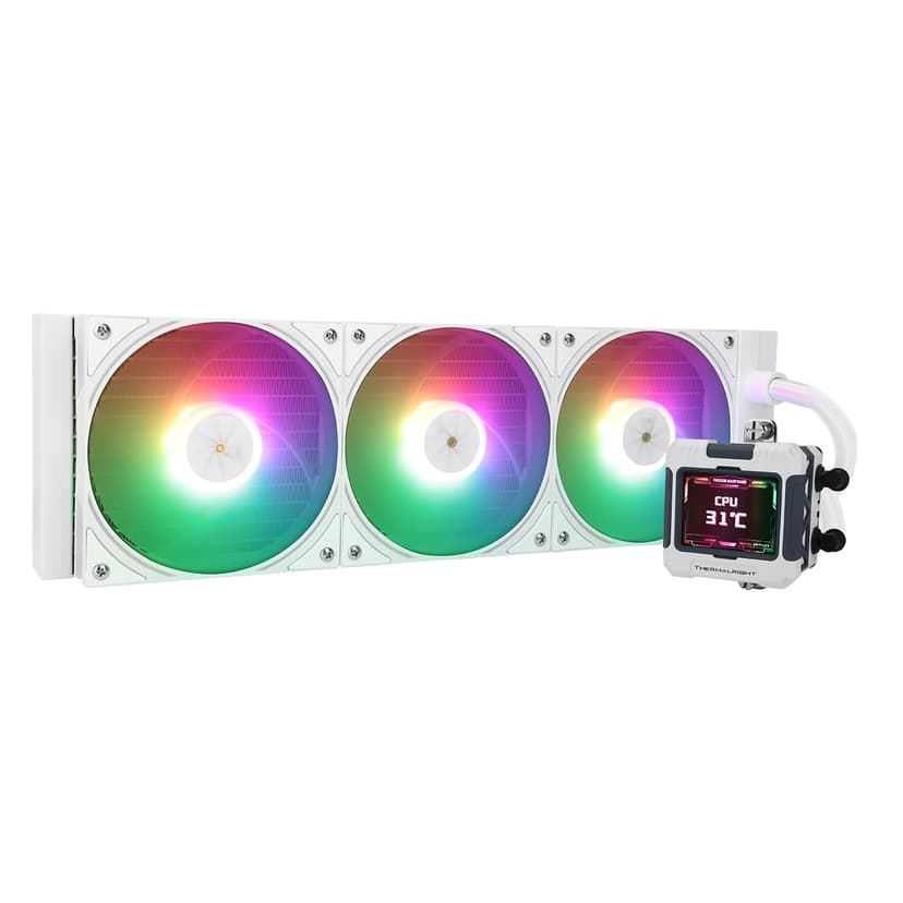 Thermalright FW360 White ARGB CPU Water Cooler with 360mm Radiator, 3x2000RPM PWM Fans, 2.4in LCD Display, AM5/Intel LGA1851 Compatible