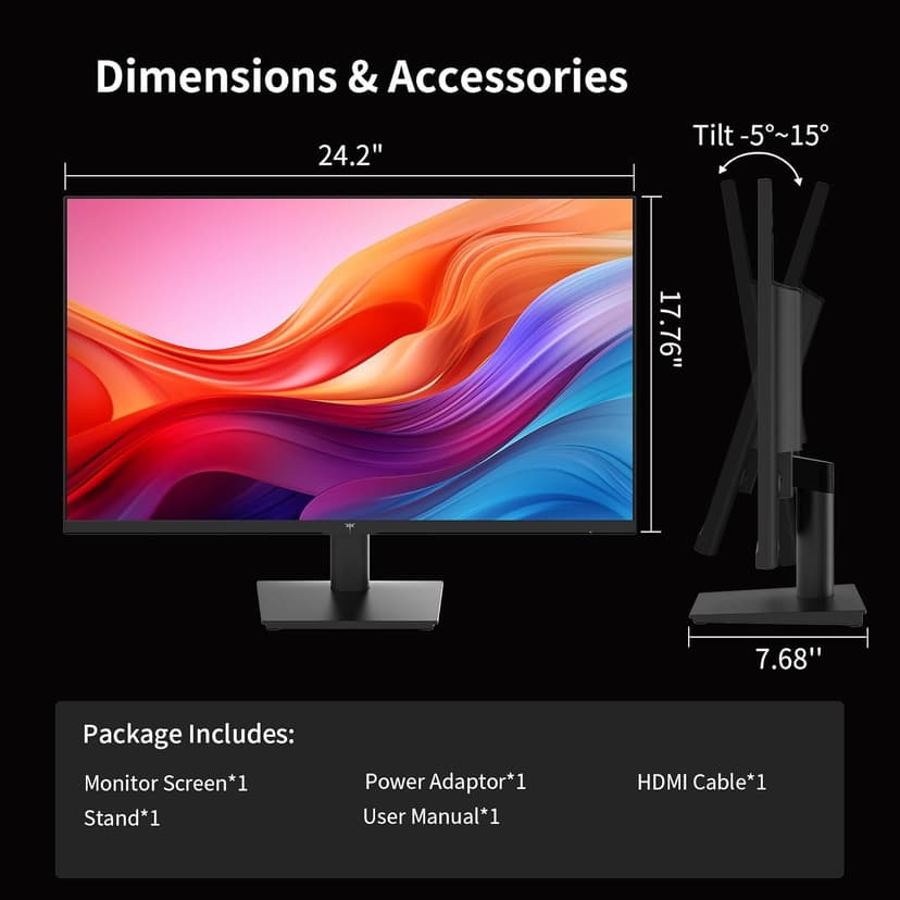 27 Inch QHD(2560 * 1440) 100Hz Computer Monitor - IPS Panel, Anti-Blue Light Screen, 100% High Color Gamut, 123% sRGB, Support FreeSync and GSync, PC Monitor for Casual Gaming and Working