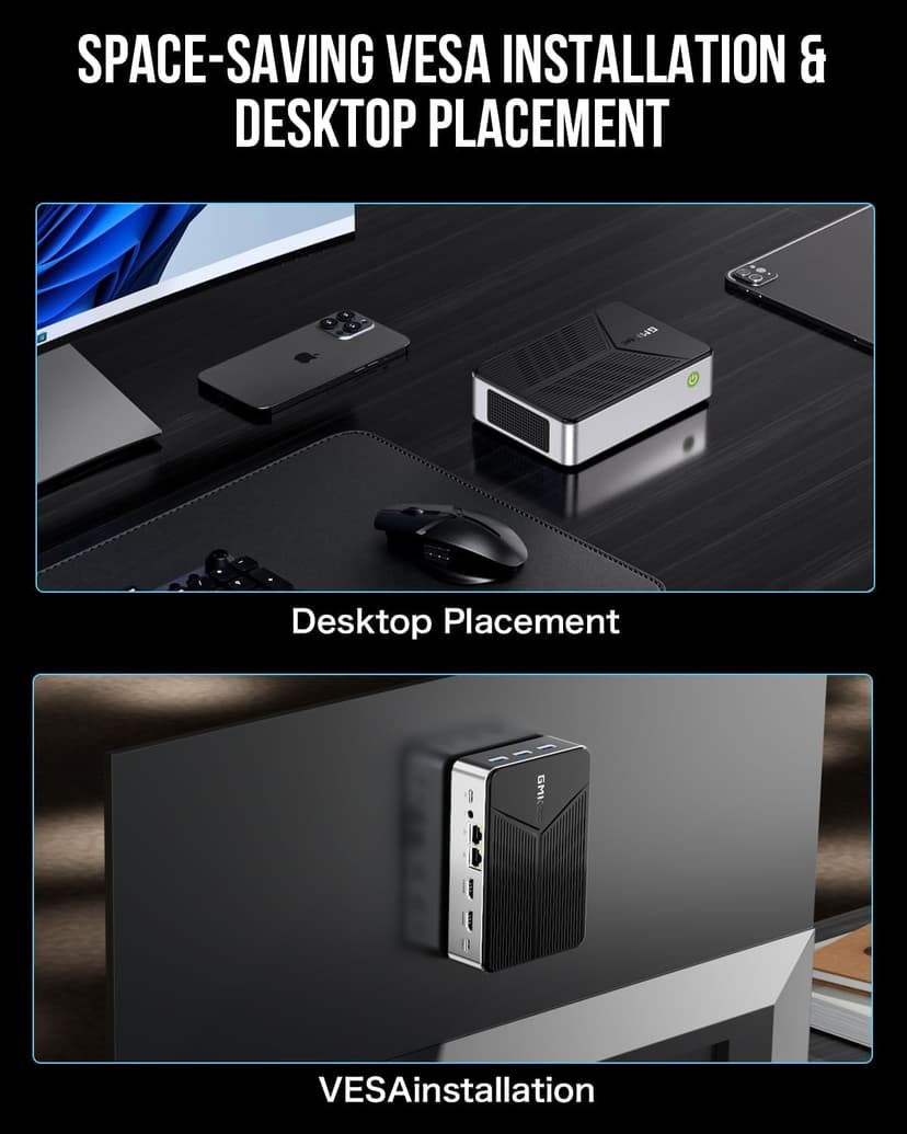 GMKtec G9 Plus Mini PC NAS, Intel N150 Dual Boot Win Linux Desktop Computer 12GB DDR5 64GB EMMC + 1TB M.2 SSD, 4*M.2 NVMe Slots, Dual NIC 2.5GbE, USB-C 10Gbps, Network Attached Storage