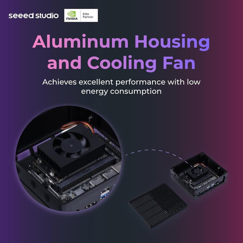 Seeed studio NVIDIA Jetson Nano Edge AI Device - reComputer J1010 Kit, Aluminium Case, Pre-Installed Jetpack System. Mini PC with 0.5 TFLOPs (FP16), Power Supply NOT Included