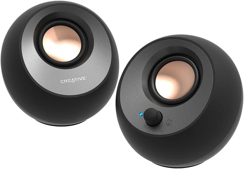 Creative Pebble V3 Minimalistic 2.0 Desktop Speakers With USB-C Audio, Clear Dialog Enhancement, Bluetooth 5.0, 8W RMS, 16W Peak Power, USB-A Converter (Black)