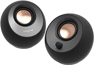 Creative Pebble V3 Minimalistic 2.0 Desktop Speakers With USB-C Audio, Clear Dialog Enhancement, Bluetooth 5.0, 8W RMS, 16W Peak Power, USB-A Converter (Black)