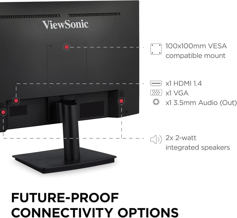 ViewSonic VA2409M 24 Inch IPS Full HD 1080p Monitor with Adaptive Sync, 75Hz, Thin Bezels, Eye Care, HDMI, VGA Inputs for Home and Office
