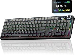 AULA F108 PRO - Wireless Mechanical Keyboard with Screen & Knob,Full Size Keyboard with 8000mAh Battery,Pre-lubed Switches,Side Printed PBT Keycaps,RGB Backlit Hot Swappable Custom Gaming Keyboards