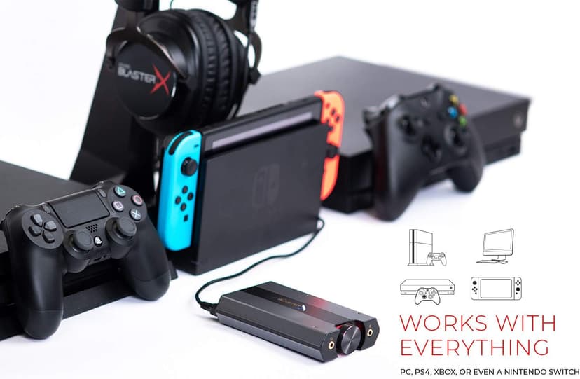 Sound BlasterX G6 Hi-Res 130dB 32bit/384kHz Gaming DAC, External USB Sound Card with Xamp Headphone Amp, Dolby Digital, 7.1 Virtual Surround Sound, Sidetone/Speaker Control for PS4, Xbox One
