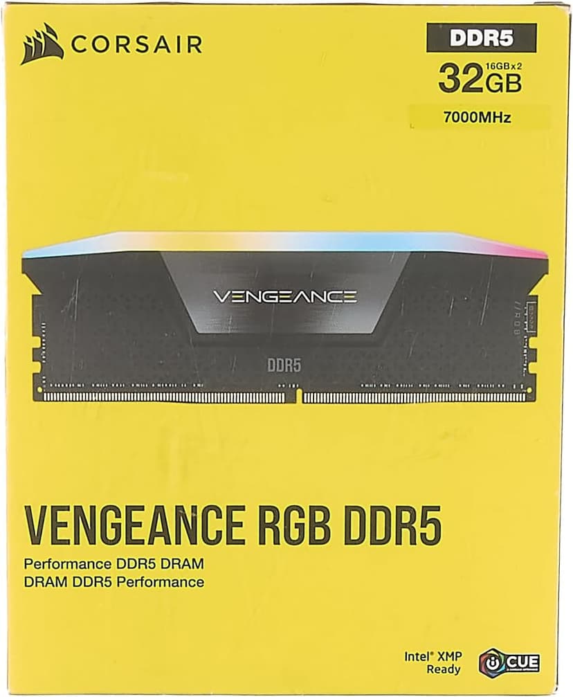 CORSAIR VENGEANCE RGB DDR5 RAM 32GB (2x16GB) 7000MHz CL34 Intel XMP iCUE Compatible Computer Memory - Black (CMH32GX5M2X7000C34)