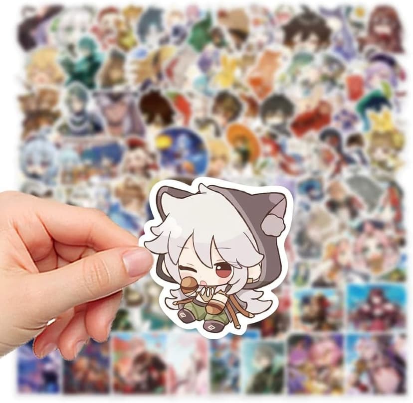 [100 PCS] QYZHIZ Cute Genshin Impact Sticker, Colourful Stickers, Game Sticker for Fans, Waterproof Stickers for Laptop, Water Bottle, Computer, Skate, Phone, Bike, Guitar.