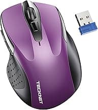 TECKNET Wireless Mouse for Laptop, Silent Mouse Quiet Click, Computer Mouse Wireless, 6 Adjustable 4000 DPI Computer Mice - Purple
