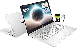 HP 14" Student-Laptop office365 Copilot AI, 4-Cores Intel N150(Up to 3.6GHz) 16GB RAM 256GB Storage(128GB UFS + 128GB Ghost Manta SD Card) Computer-Laptop with Wi-Fi 6 Win11 Natural Silver