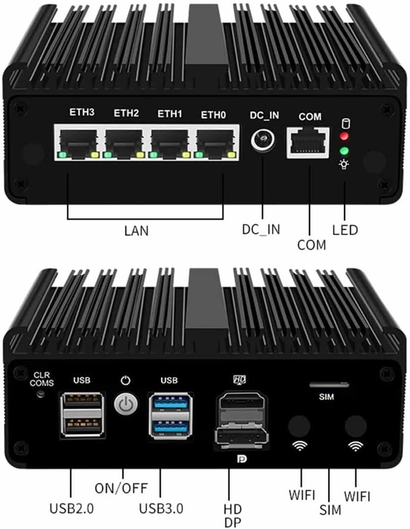 N150 Mini PC Firewall Router 4 LAN i226-V 2.5G Celeron NVMe Fanless Mini Computer