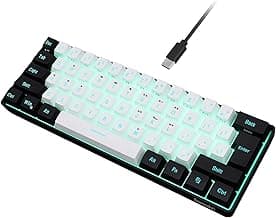 Snpurdiri 60% Wired Gaming Keyboard, 61 Keys RGB Backlit Ultra-Compact Small Gaming Keyboard, for PC/Mac Gamer, Typist, Travel, Easy to Carry on Business Trip(Black-White)