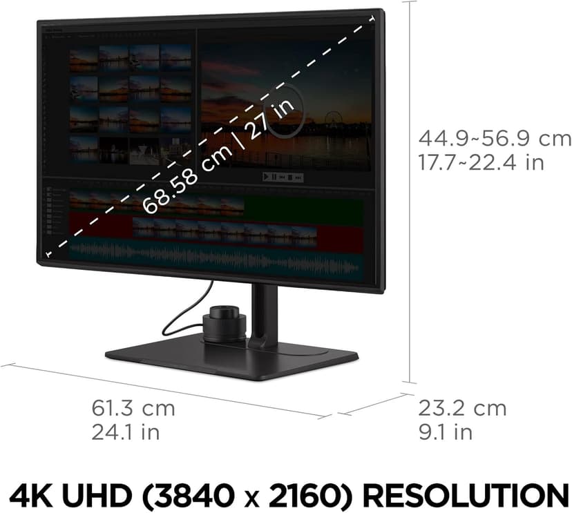 ViewSonic VP2786-4K 27 Inch Premium IPS 4K USB C Monitor with Integrated Color Wheel, 100% Adobe RGB, 98% DCI-P3, Pantone Validated, 90W Charging, HDMI, DisplayPort for Professional Home and Office