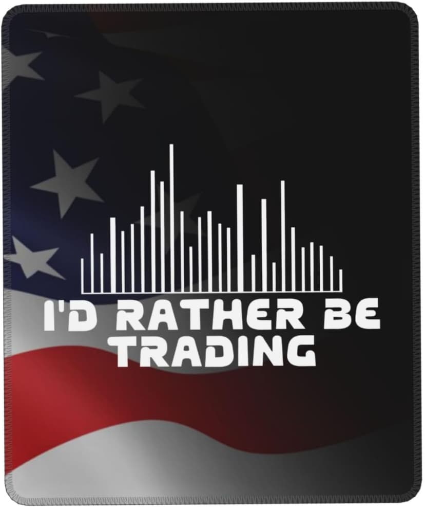 I'd Rather Be Trading Traders Forex Stocks Day Mouse Pad Durable Green and Environmentally Friendly Locked Edge for Men Women