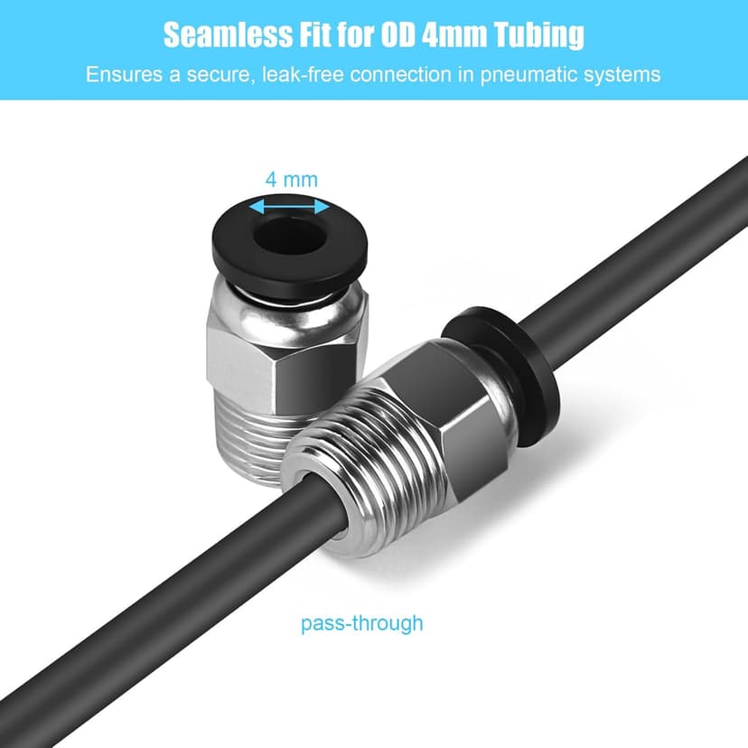 10PCS Premium PC4-M10 Pneumatic Quick Connector Fittings, Bowden Tube Coupler Male Straight PTFE Tube Push for E3D-V6, Bowden Extruder Parts Compatible with Ender-3 and Ender-3 V2 3D Printer