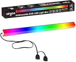 airgoo Addressable RGB PC LED Light Bar, AG-NEON-DLS30-1 Aluminum Alloy Shell Neon Strip, for 5V 3-pin argb Header or AG-DRGB16 SignalRGB Controller(Not Included), Come with Magnets, Easy to Install