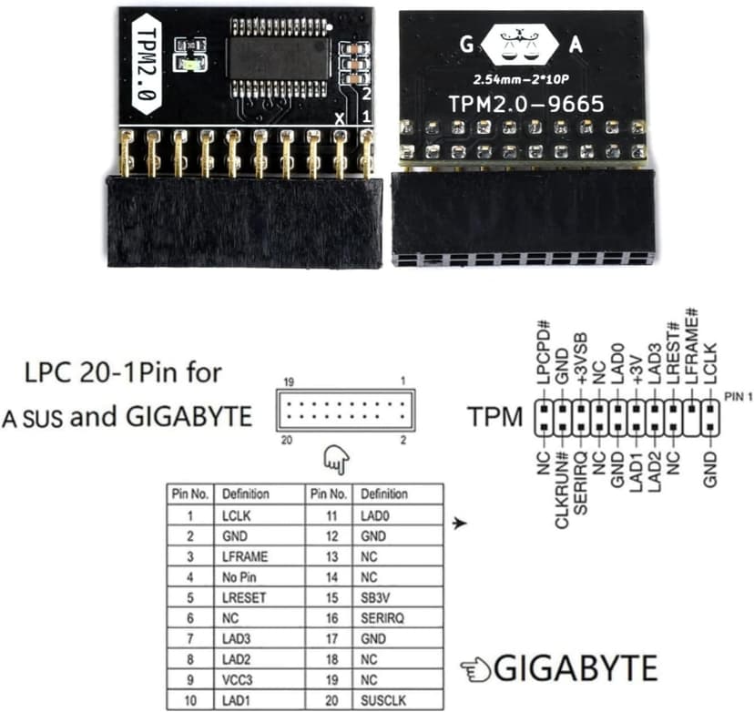 TPM 2.0 Module, TPM 2.0 Encryption Security Module for ASUS Motherboard Compatible with Win11